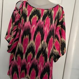 Michael Kors Pink and Black Patterned Blouse